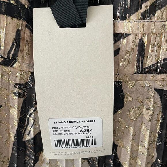 Johanna Ortiz Runway SS22 Espacio Sideral Midi Dress Sheer Caribe Ecru Black 4 - Picture 9 of 11